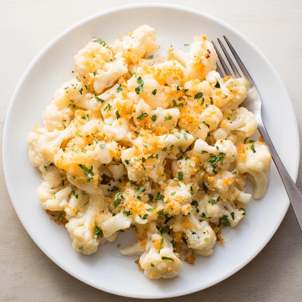 Creamy Cauliflower Mac and Cheese bubbling hot, golden-brown crust, ready for weeknight comfort.