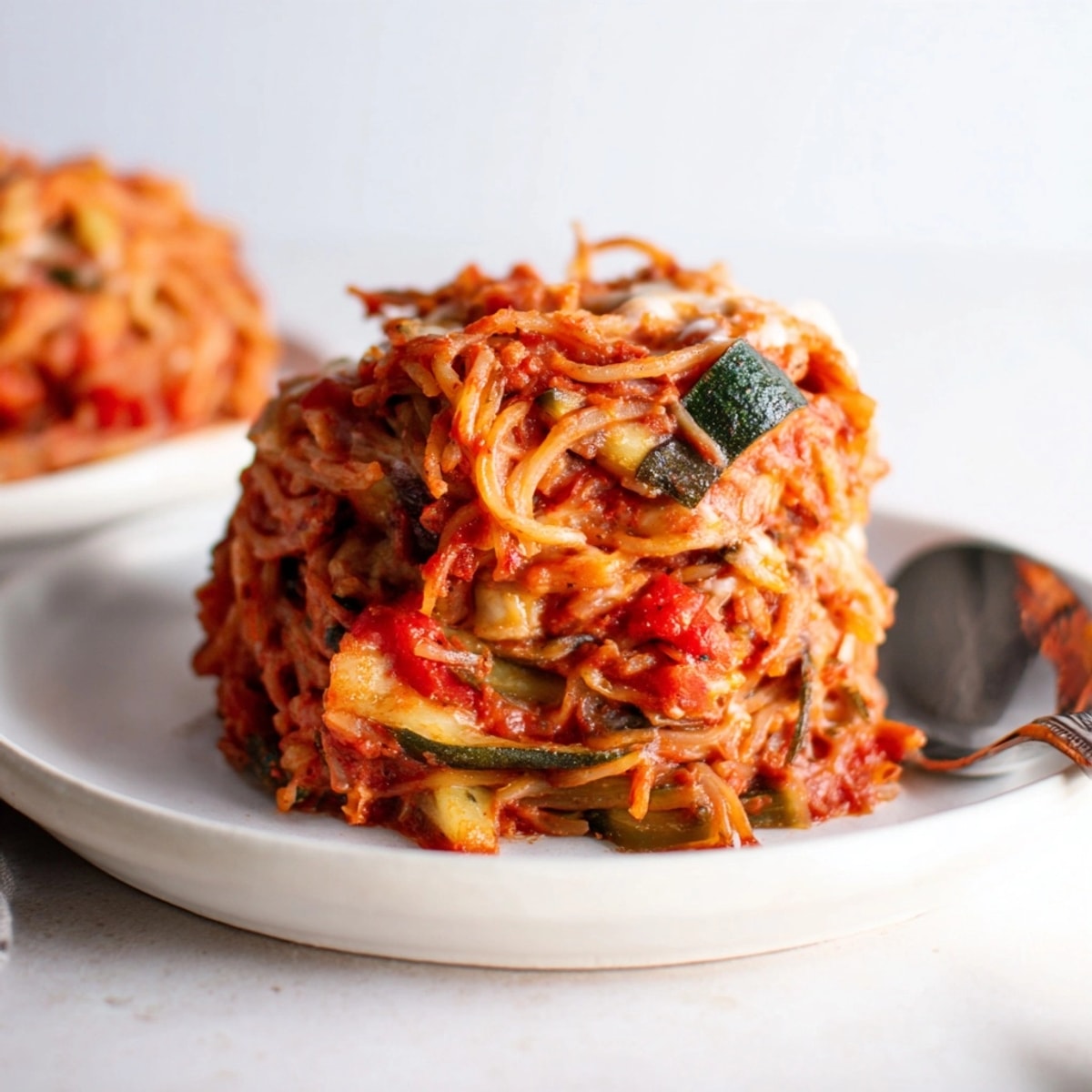 Golden baked Palmini Angel Hair Casserole with melted mozzarella, perfect for a cozy low-carb dinner.