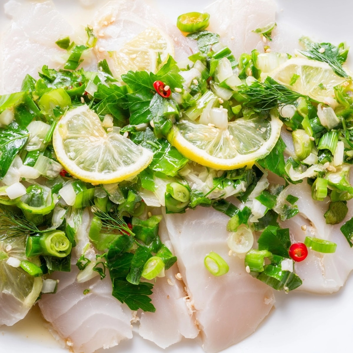 Freshly steamed tender fish seasoned with herbs, ginger, and bright lemon: Steamed Fish recipe.