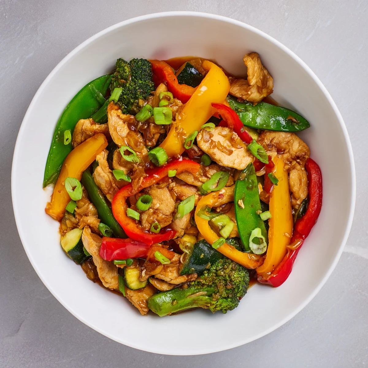 Savory Crisp Air Low Carb Stir Fry showcasing a stir-fry, served hot, with crisp vegetables.