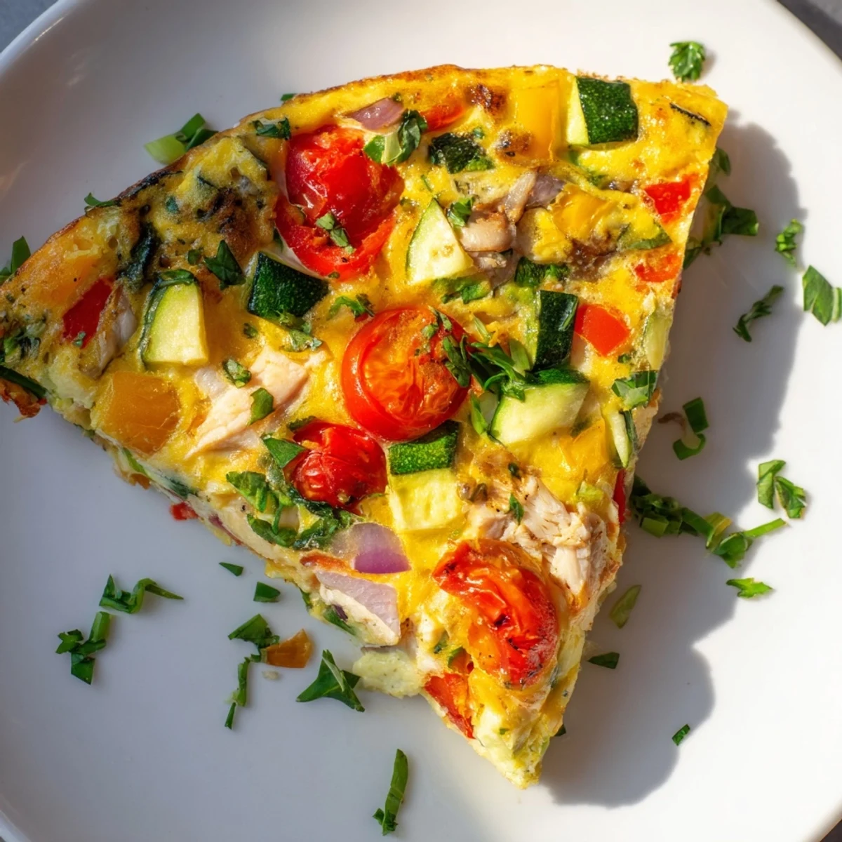 A colorful New Year Paleo Frittata, filled with vibrant vegetables for a healthy brunch option.
