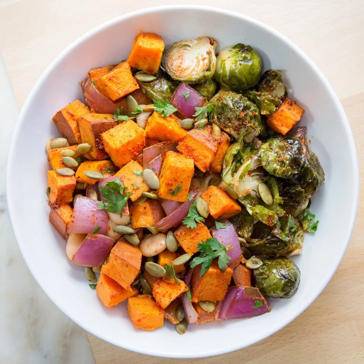 Vibrant Winter Harvest Vegan Skillet with tender veggies and fragrant spices, ready to enjoy.