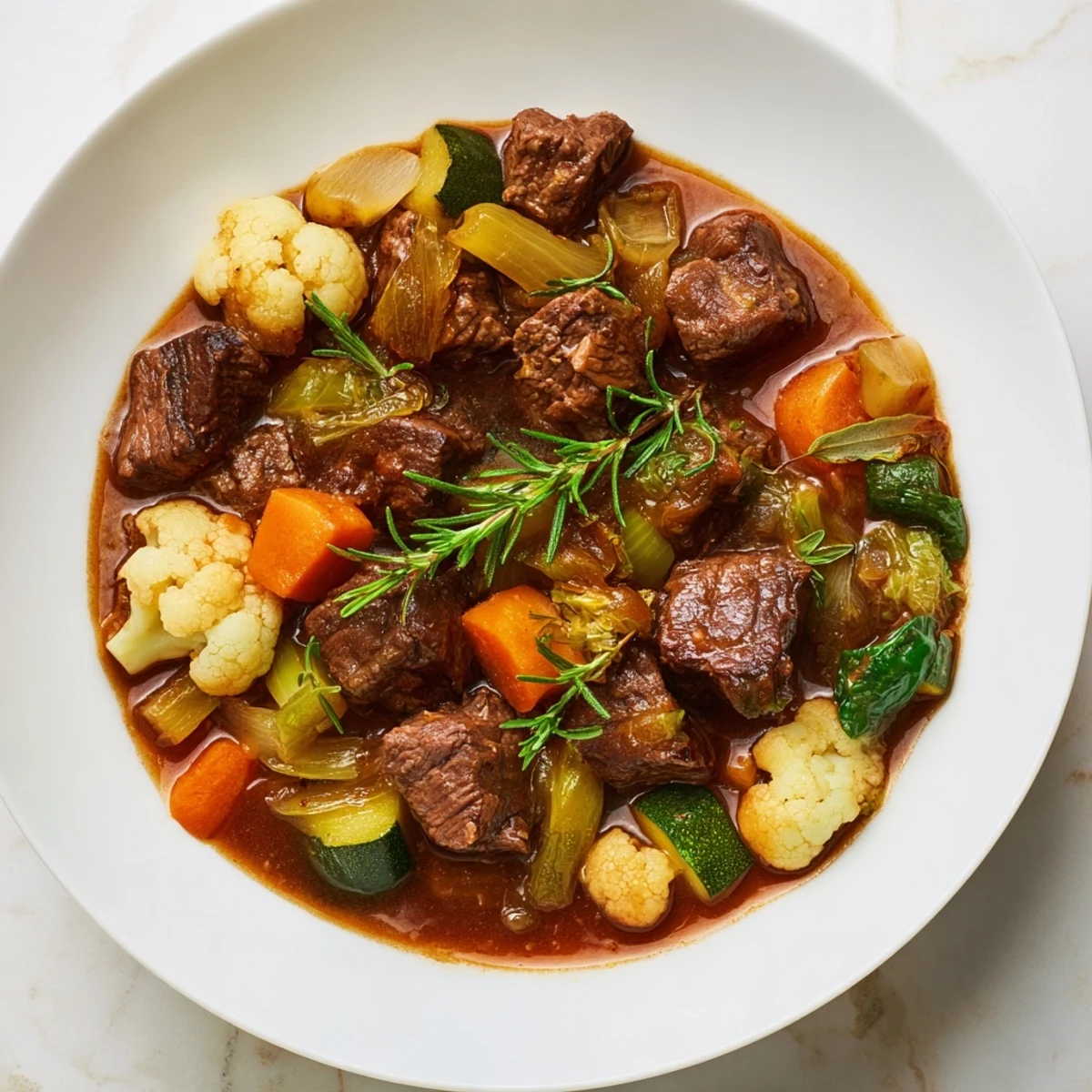 Hearty and wholesome, this Keto stew displays a colorful mix of ingredients, the Seasonal Glow.