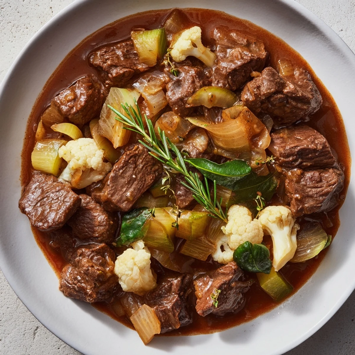 Steaming Seasonal Glow Keto Stew, featuring tender beef and vibrant vegetables, ready to be served.