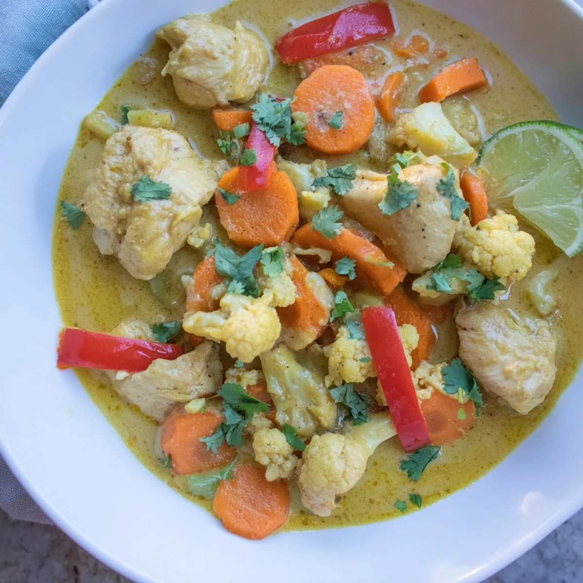 Golden-hued Snowy Day Paleo Curry, simmered in coconut milk, offers a rich, fragrant, dairy-free meal.