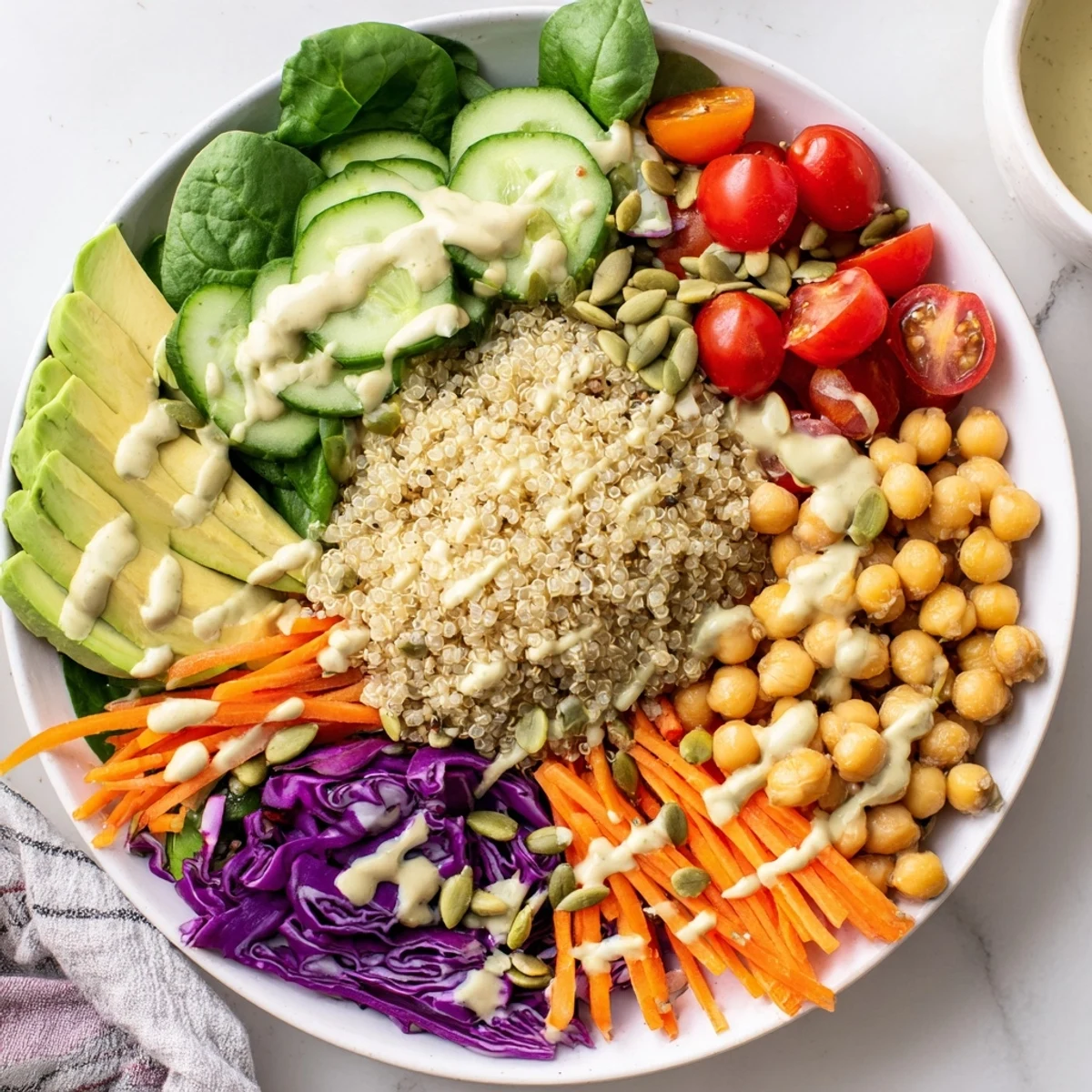 Fluffy quinoa and fresh greens make this Chilly Breeze Vegan Grain Bowl a light, satisfying vegan meal.