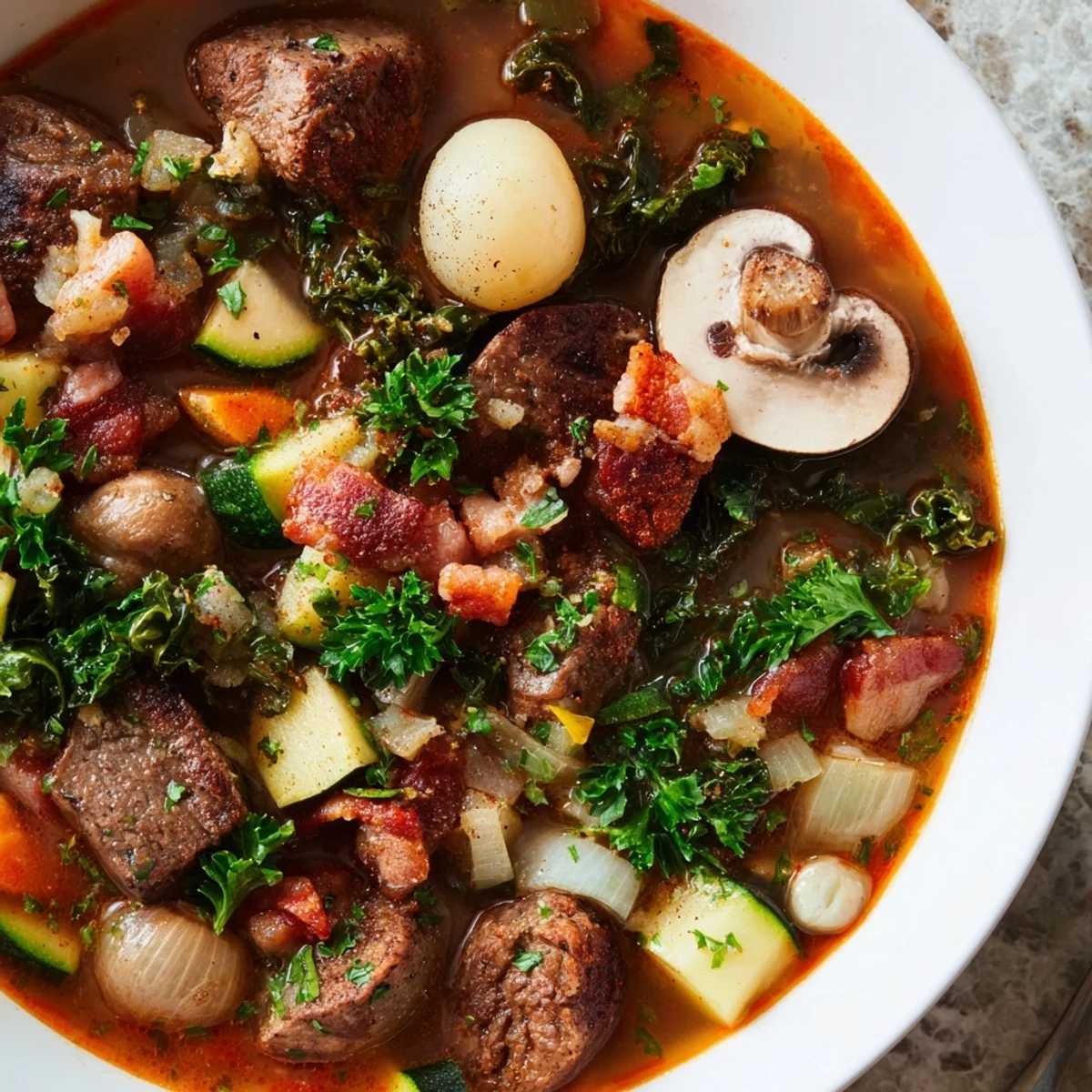 A flavorful, warming bowl of Winter Wellness Keto Stew, perfect for a cozy keto-friendly dinner.