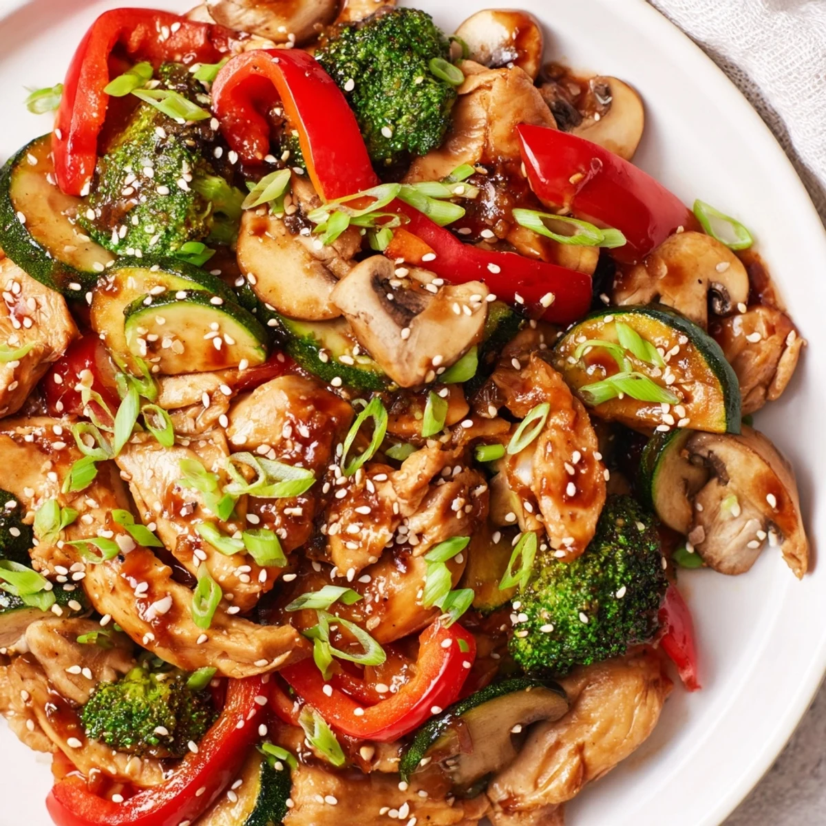 Vibrant low-carb Solstice Keto Stir Fry served warm, garnished with fresh cilantro and ready for a nutritious family dinner.