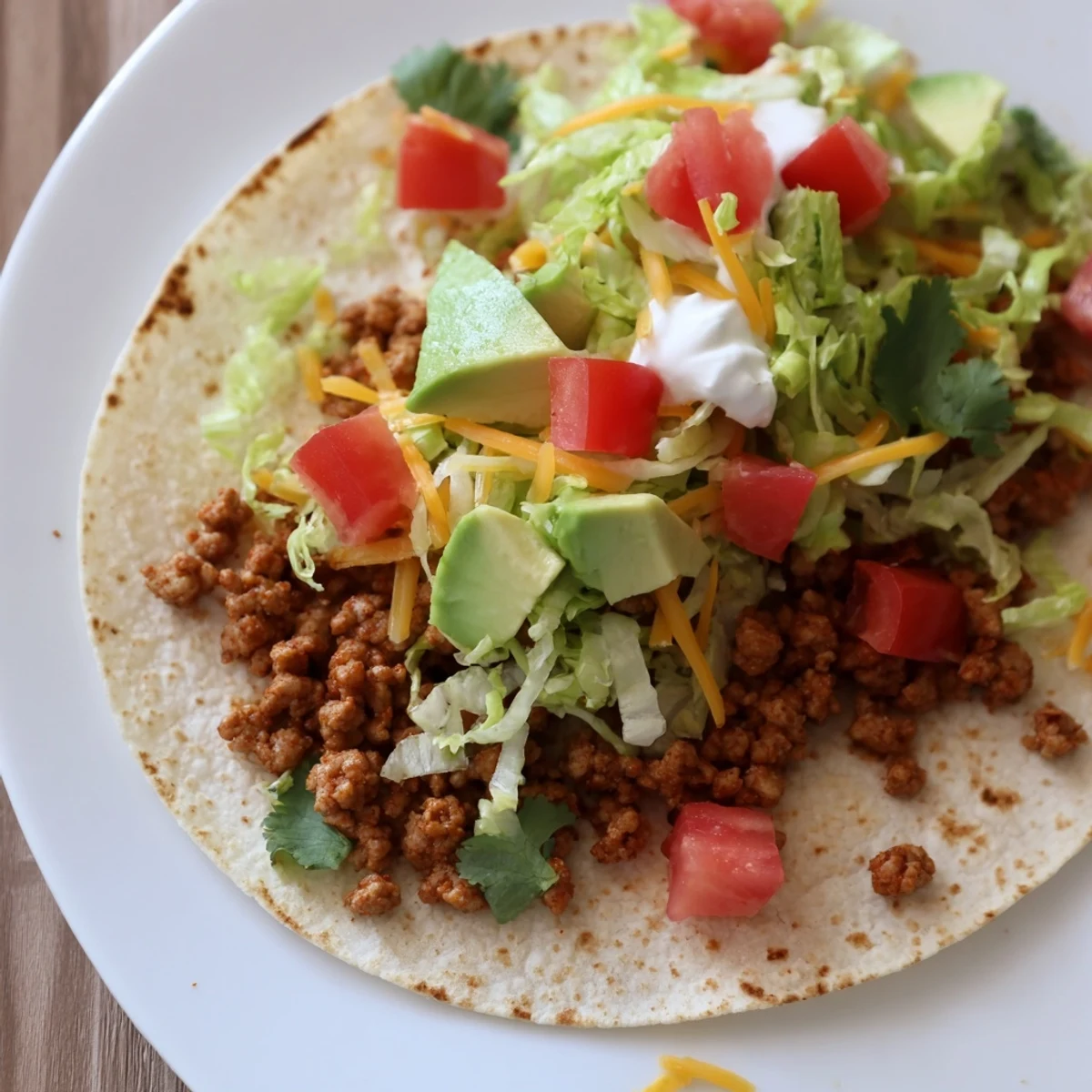 Freshly baked gluten-free taco shells filled with savory turkey and vibrant toppings, served with lime for a bright squeeze.