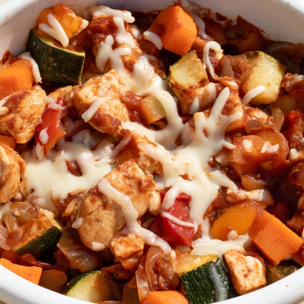 A hearty scoop of Fireside Low Fat Casserole served beside a fresh green salad.