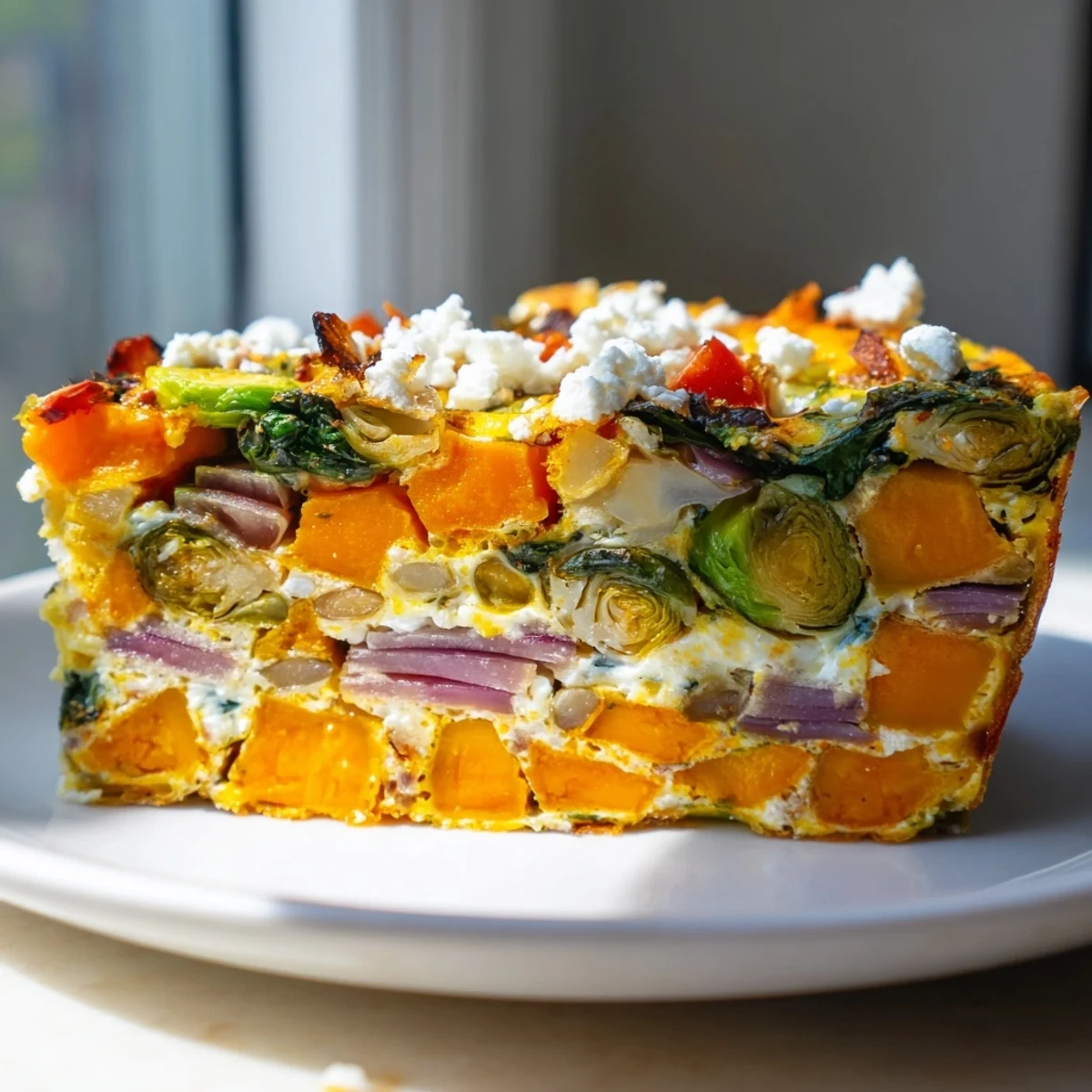 Golden baked Winter Harvest Low Fat Frittata emerging from a cast-iron skillet, garnished with fresh thyme and pepper.