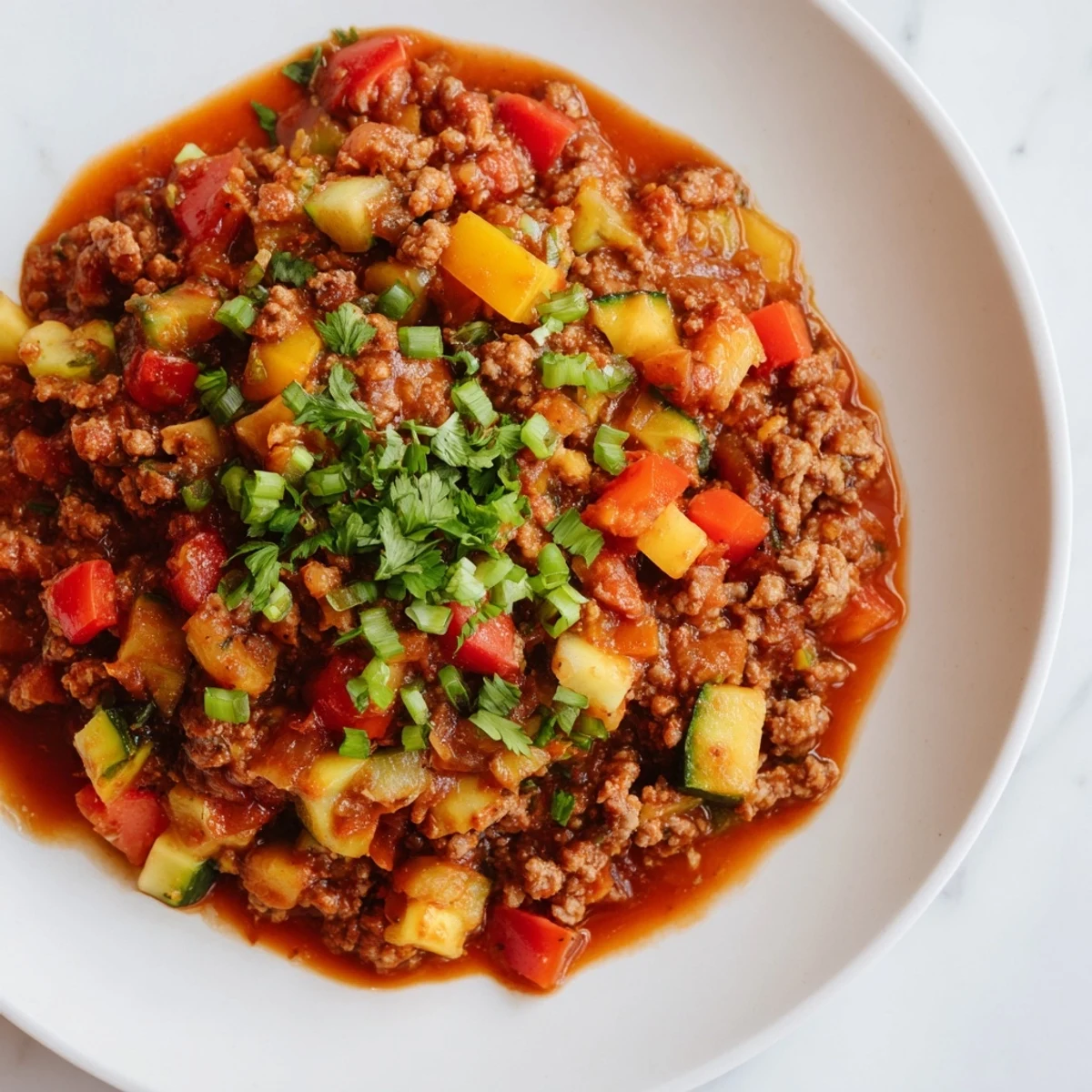 Hearty Warm Hearth Paleo Chili in a rustic bowl, garnished with green onions and ready to serve hot.