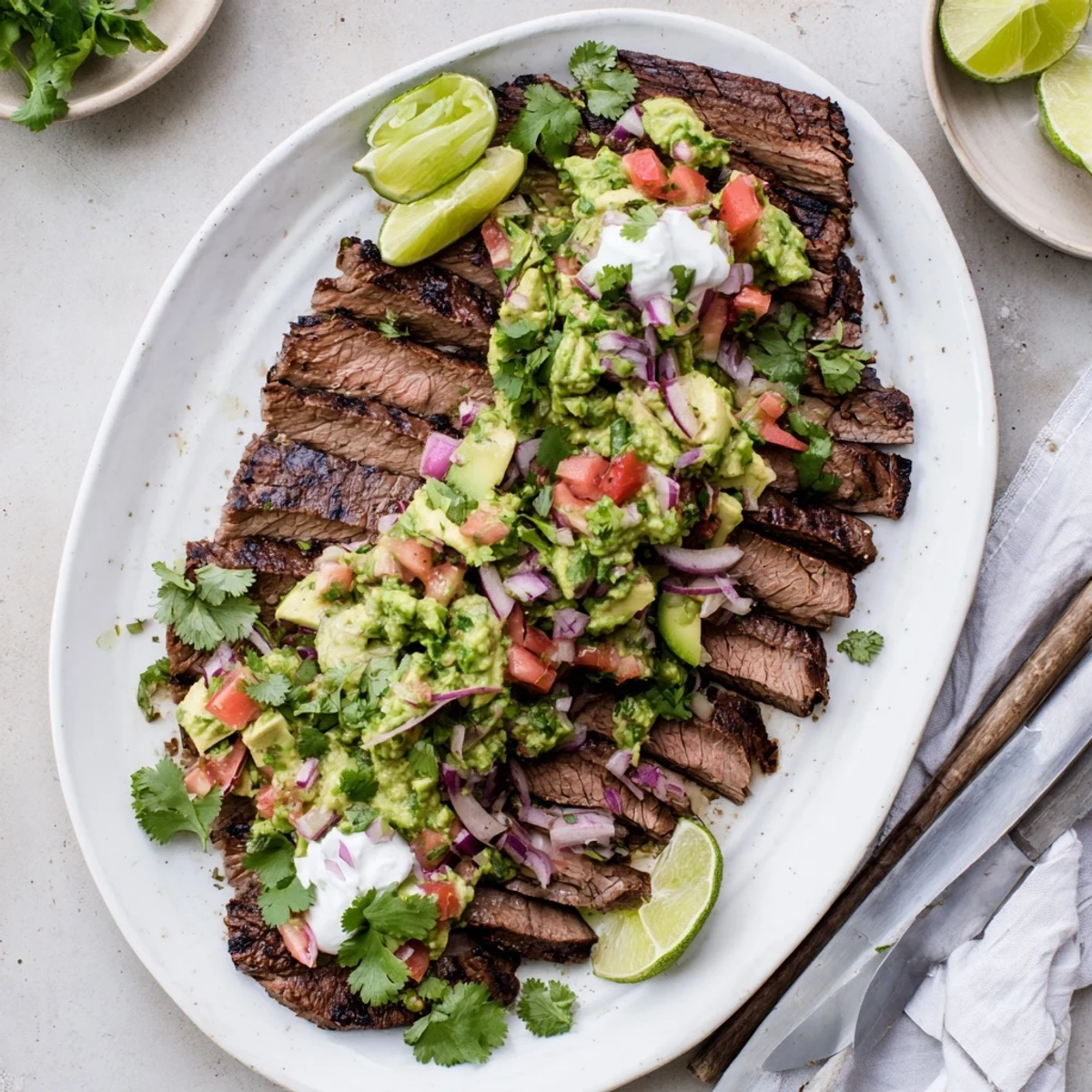 Garlic Lime Steak Creamy Avocado Salsa