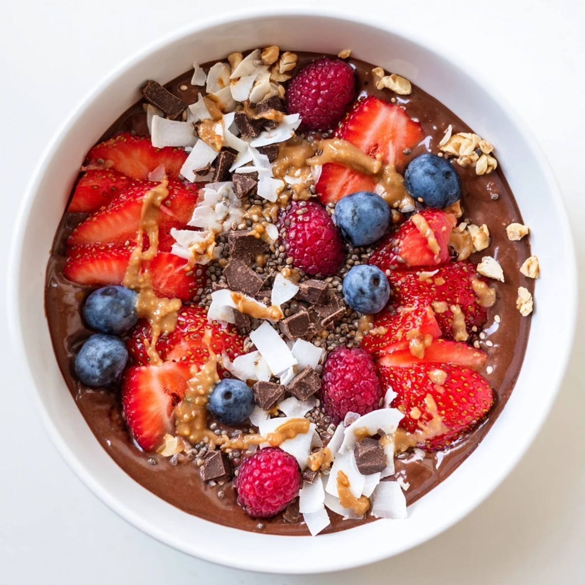 Chocolate Coconut Berry Protein Chia Bowl