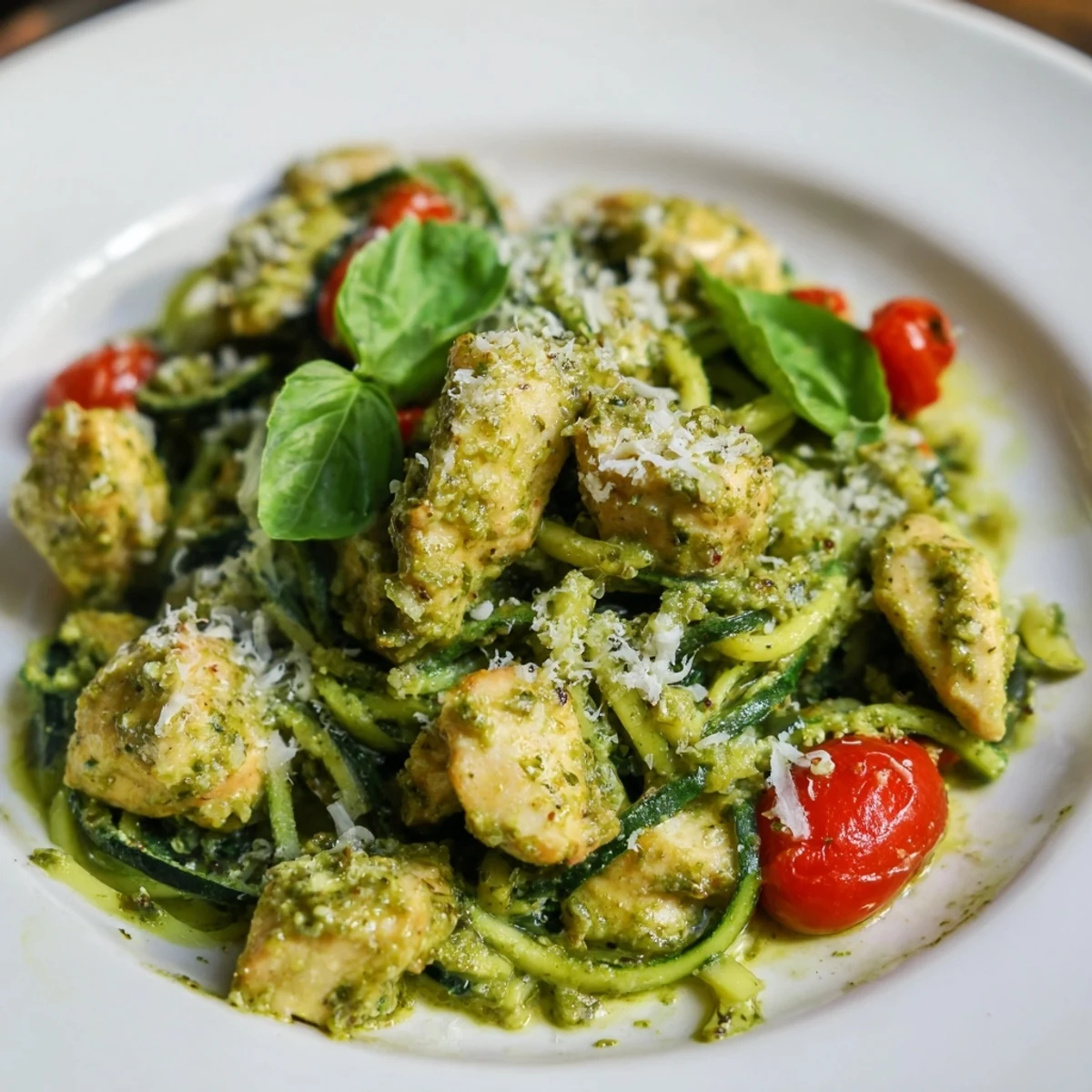 Pesto Chicken Spinach Zoodles