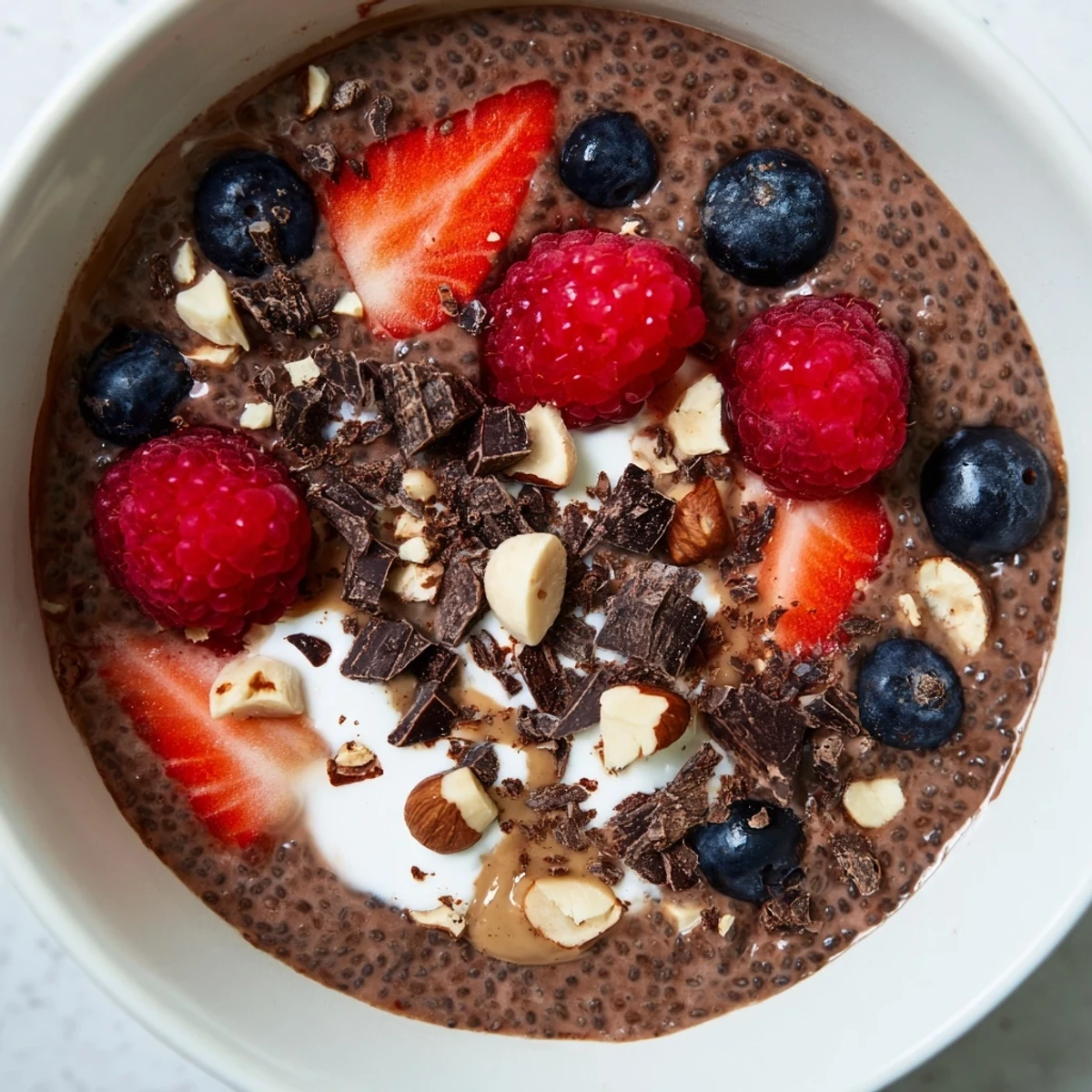 Chocolate Hazelnut Berry Protein Bowl