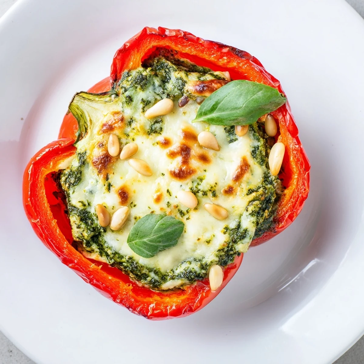 Cottage Cheese Spinach Pesto Peppers