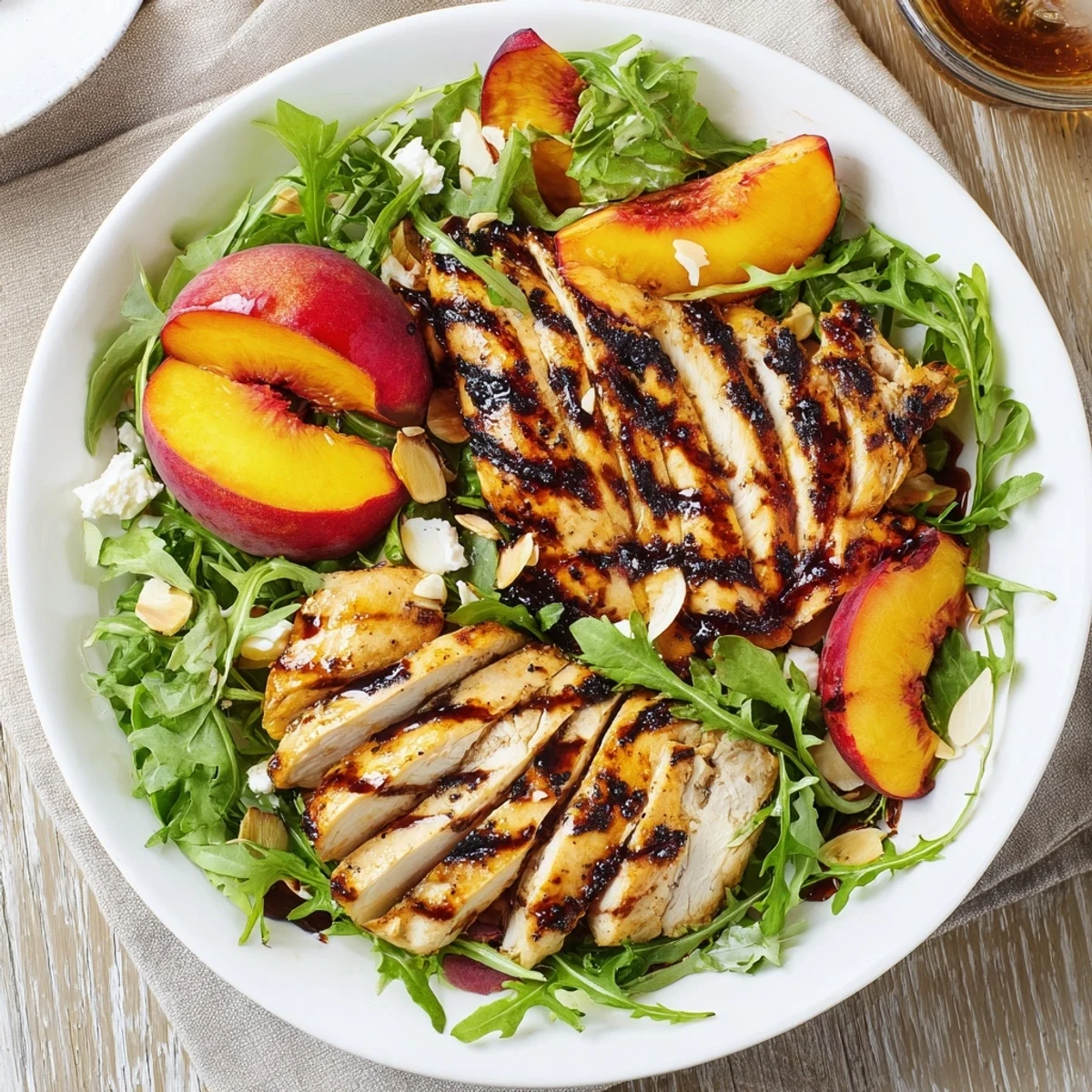 Grilled Nectarine Arugula Chicken Salad