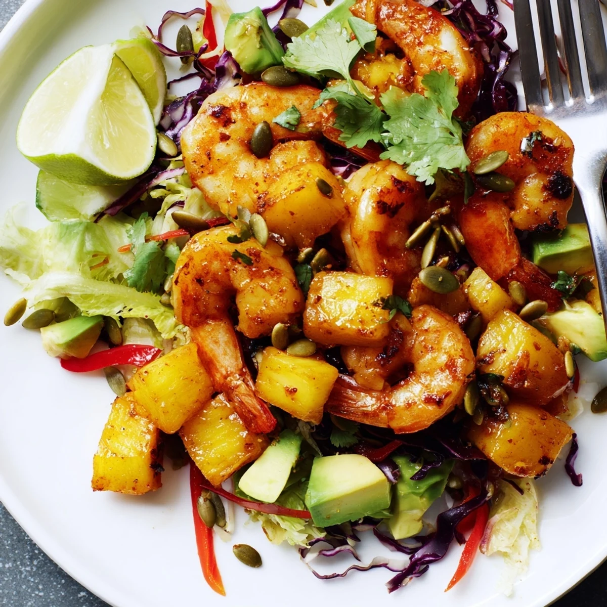 Spicy Pineapple Shrimp Avocado Crunch
