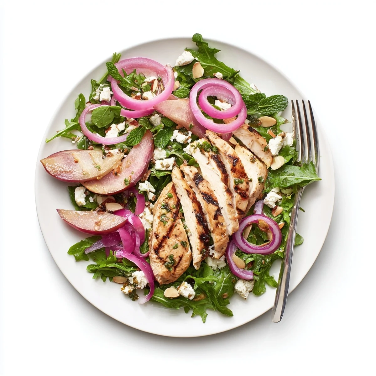 Grilled Plum Arugula Chicken Salad