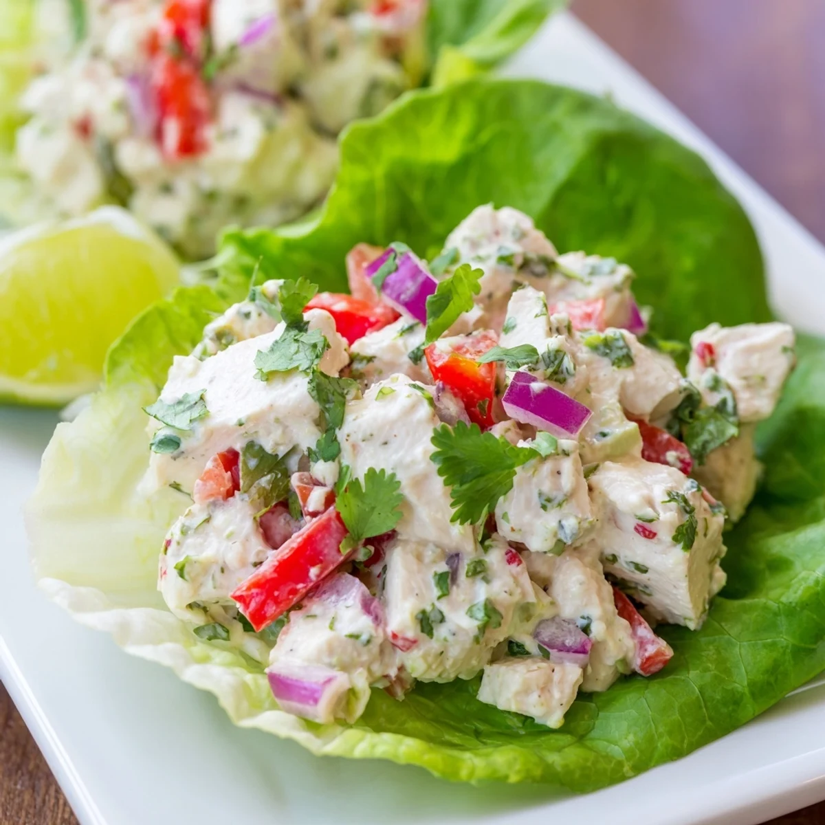Cottage Cheese Lime Cilantro Chicken Salad Cups