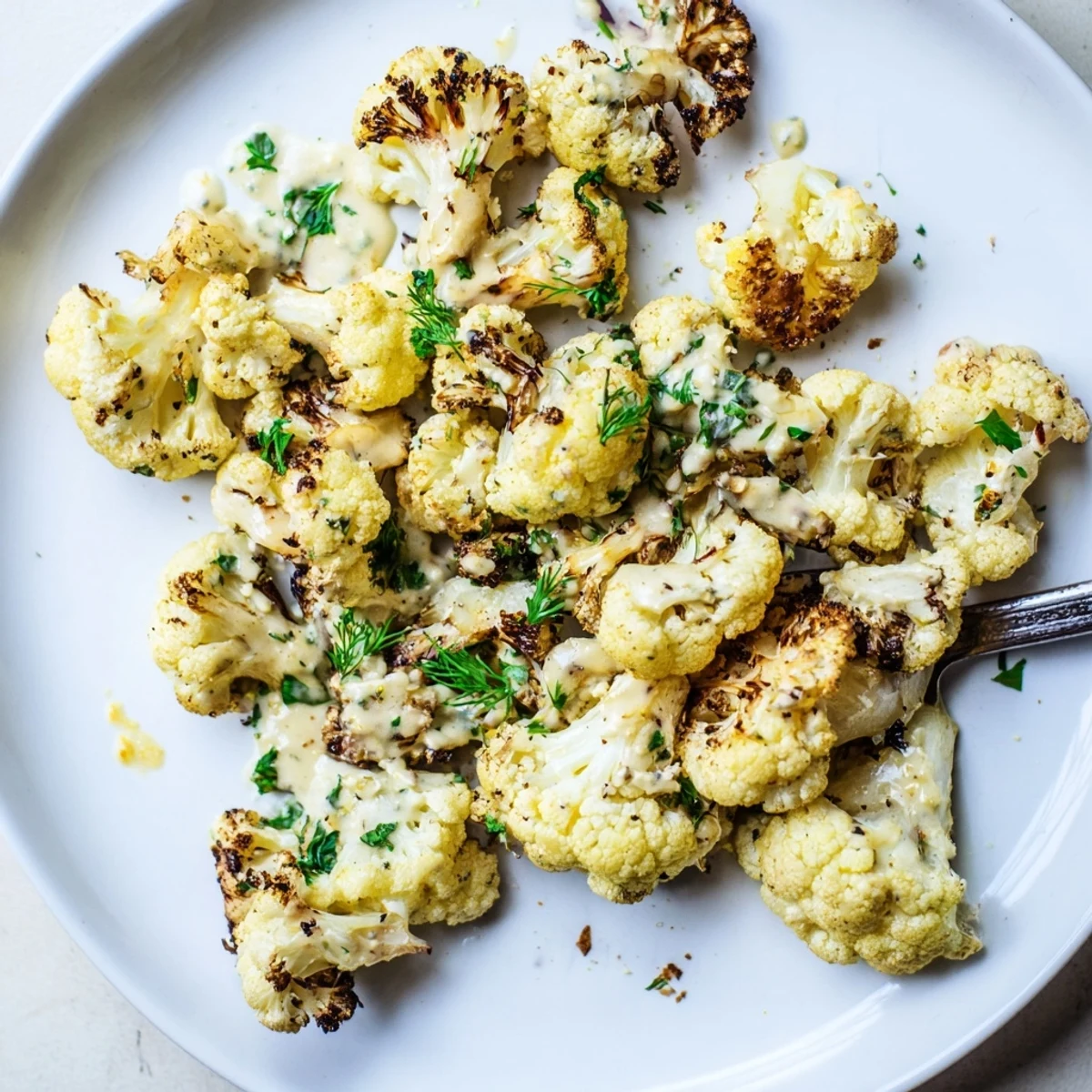 Roasted Cauliflower Lemon Herb Tahini