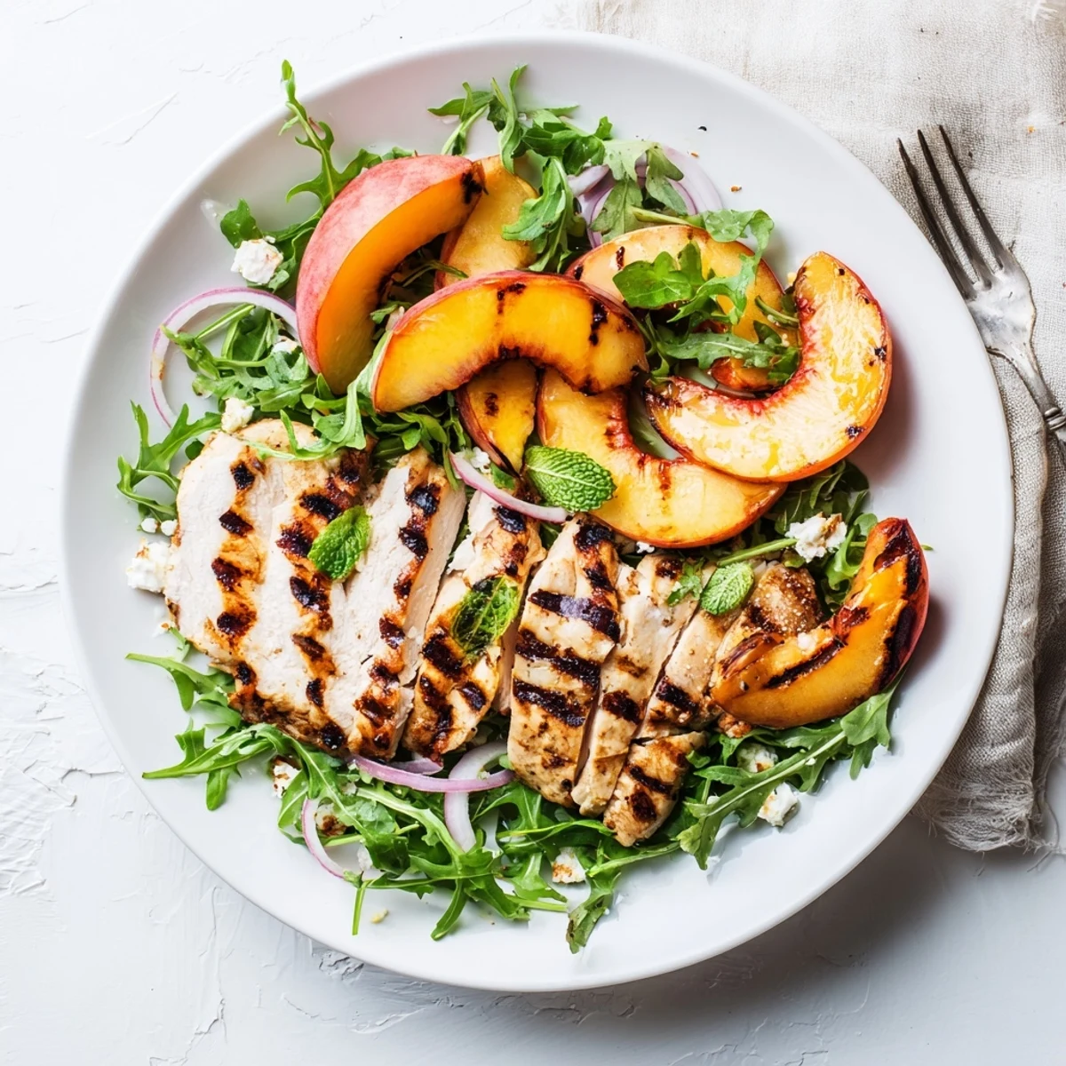 Grilled Nectarine Arugula Chicken